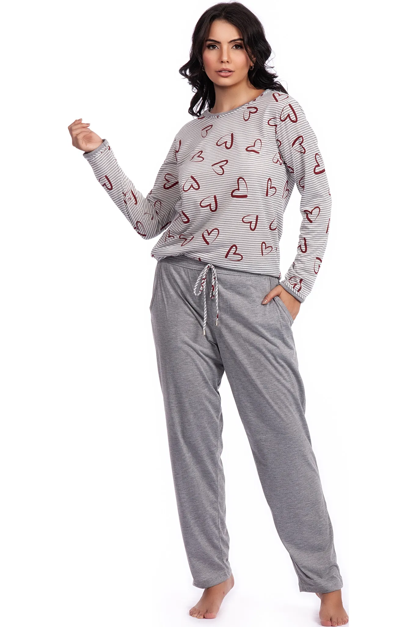 Pijama Longo com Bolso Poliviscose