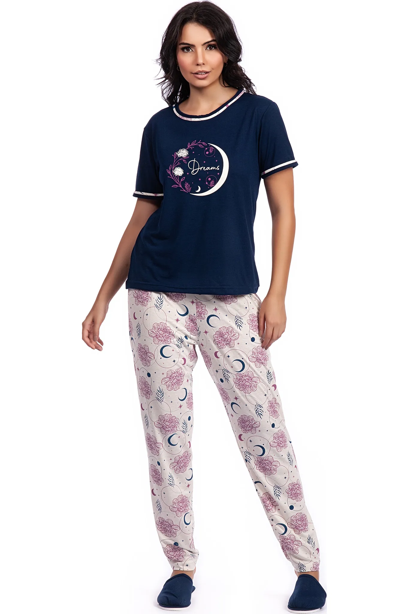 Pijama Meia Manga e Calça Poliviscose