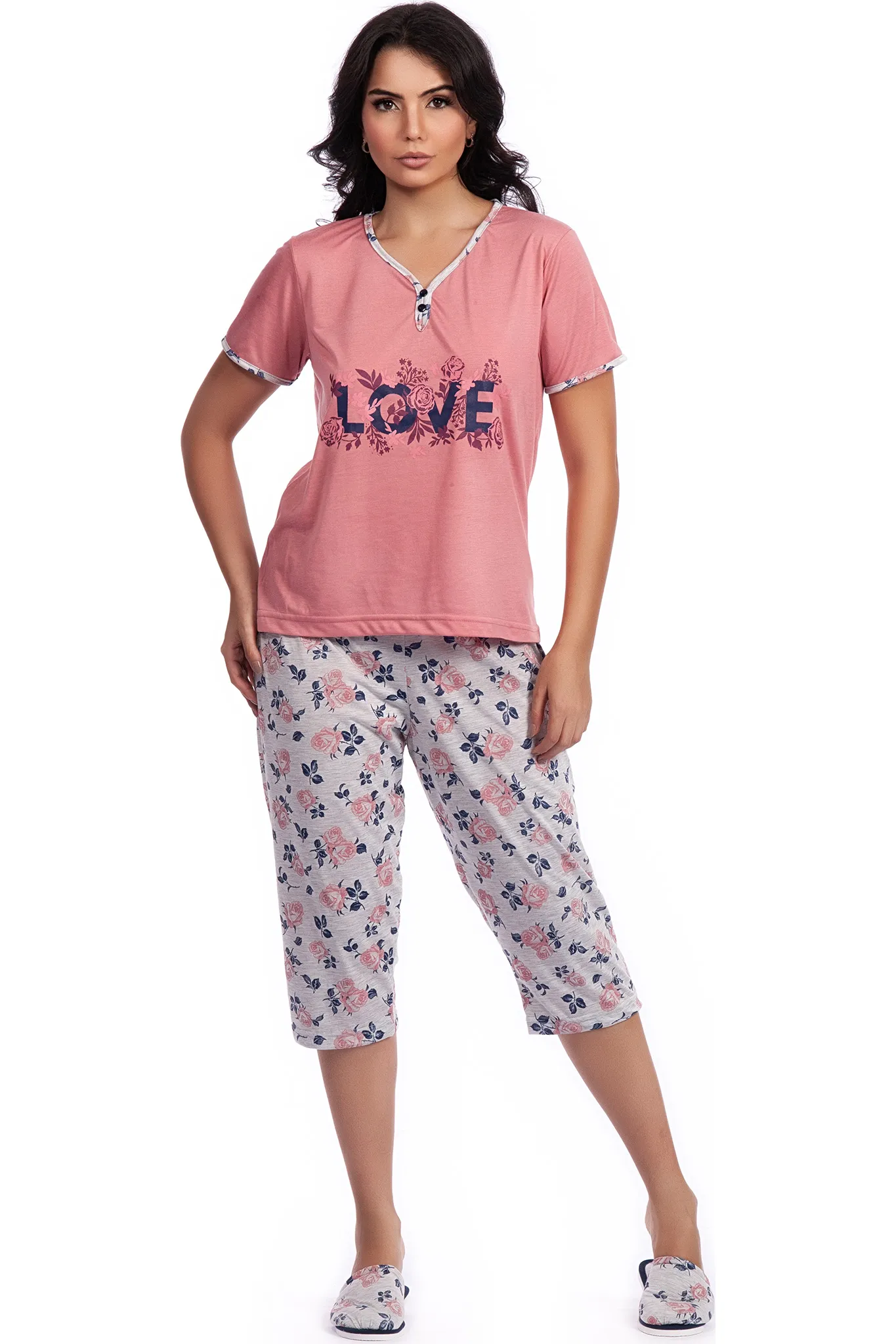 Pijama Capri Decote Princesa Poliviscose