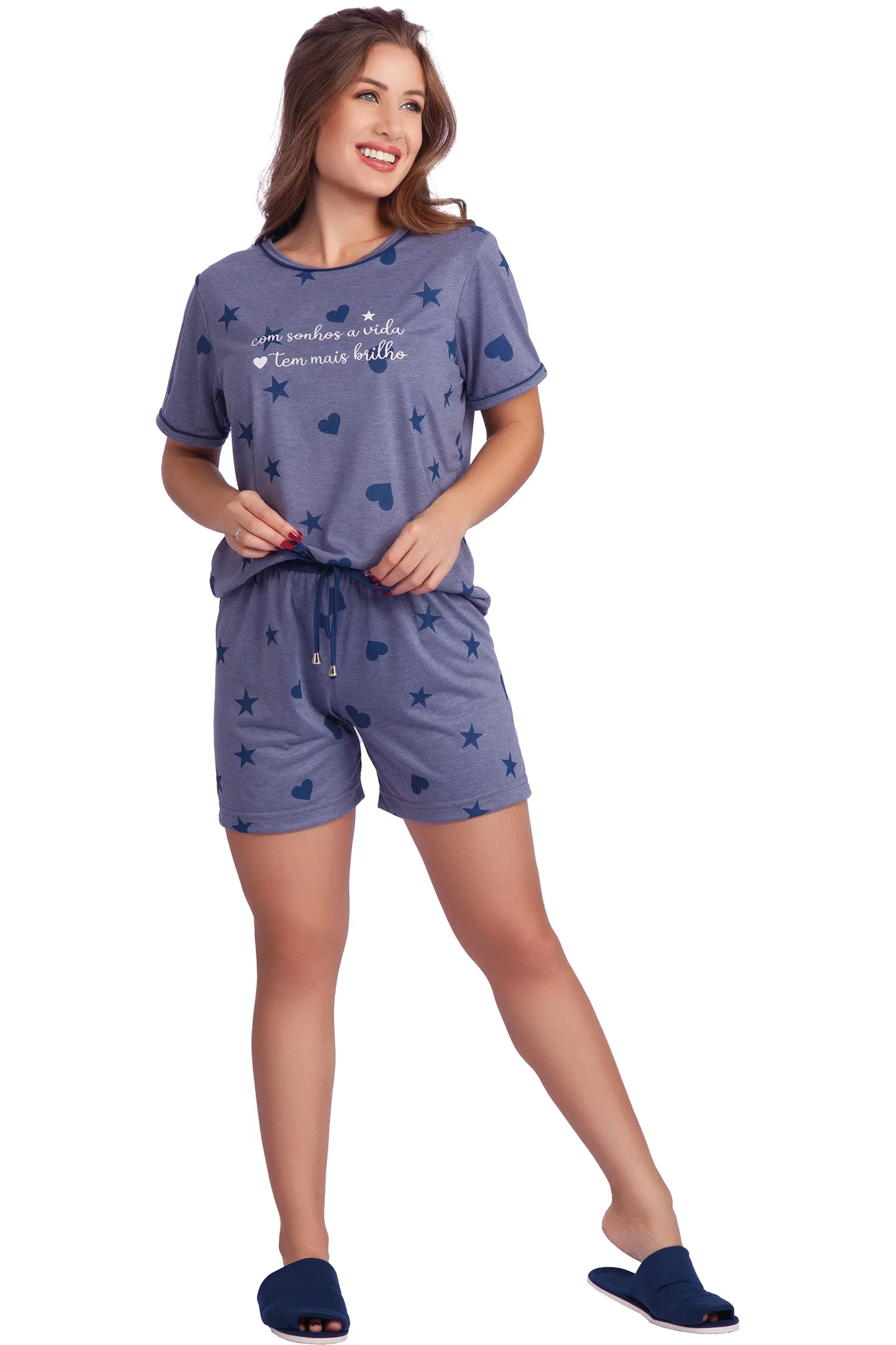 Shortdoll Meia Manga com Cós Poliviscose