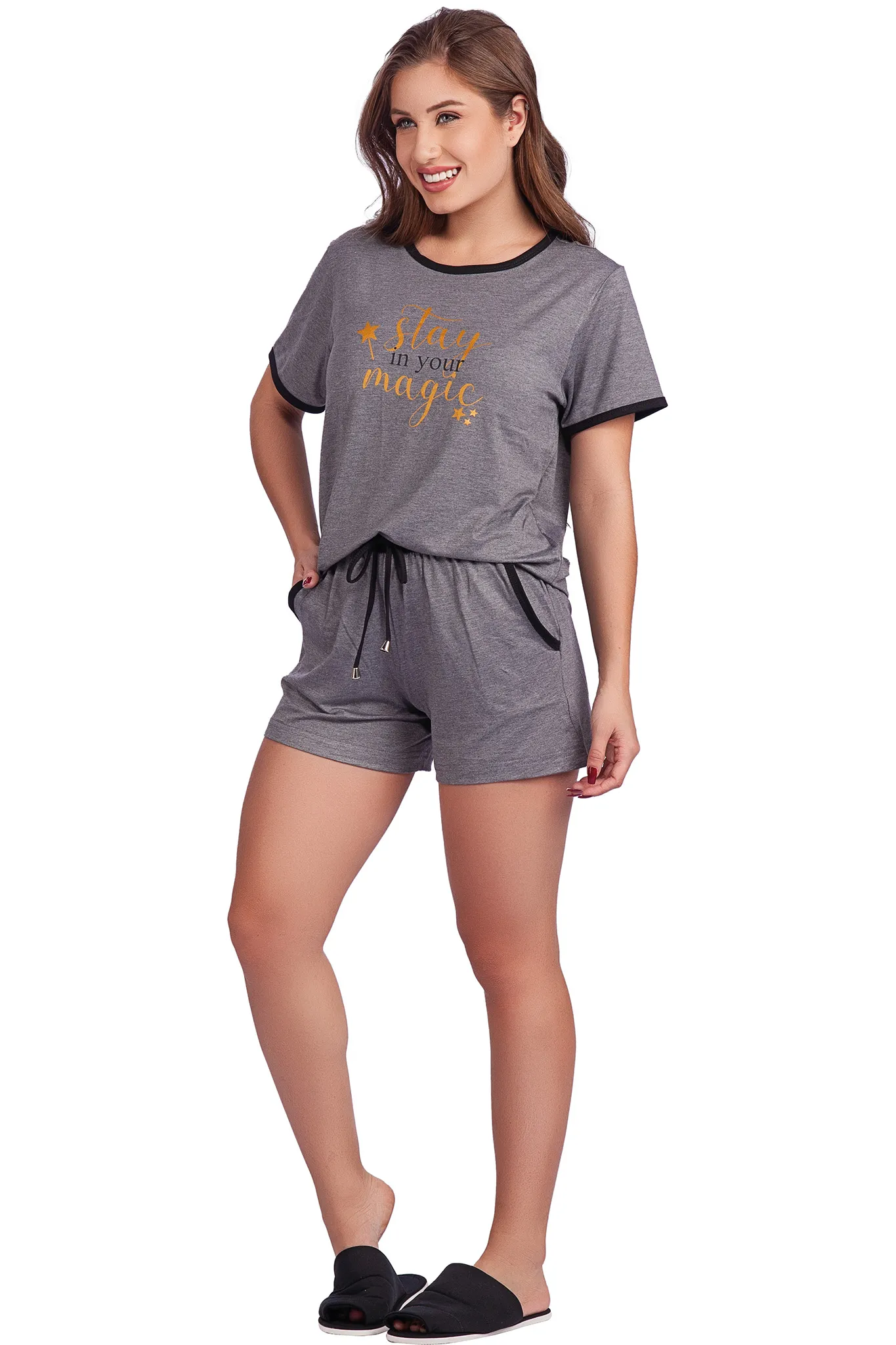 Shortdoll Meia Manga com Bolso Viscolycra