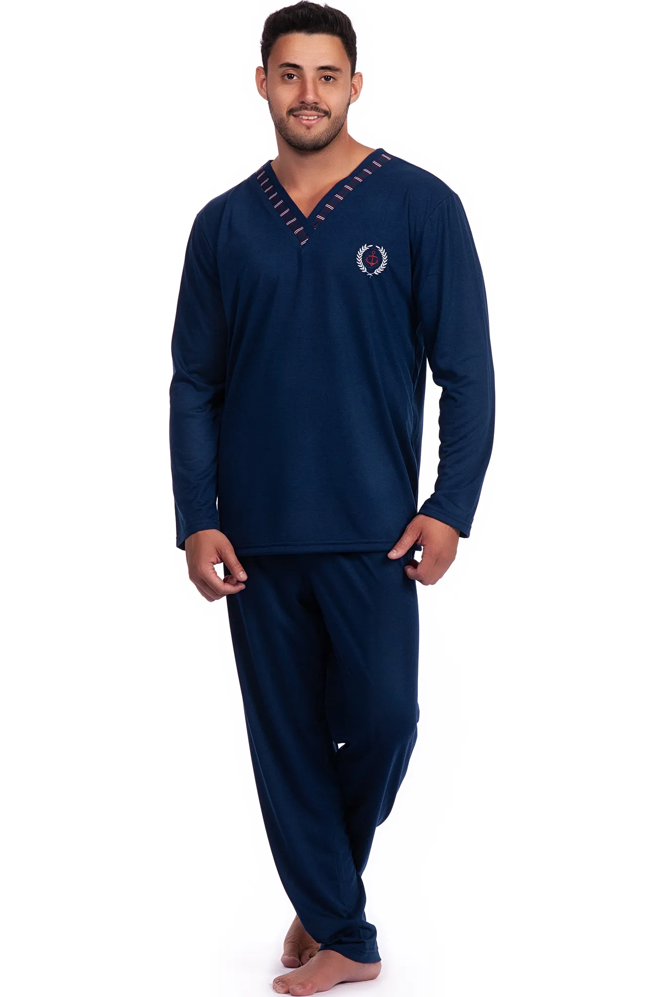 Pijama Longo Gola V Poliviscose